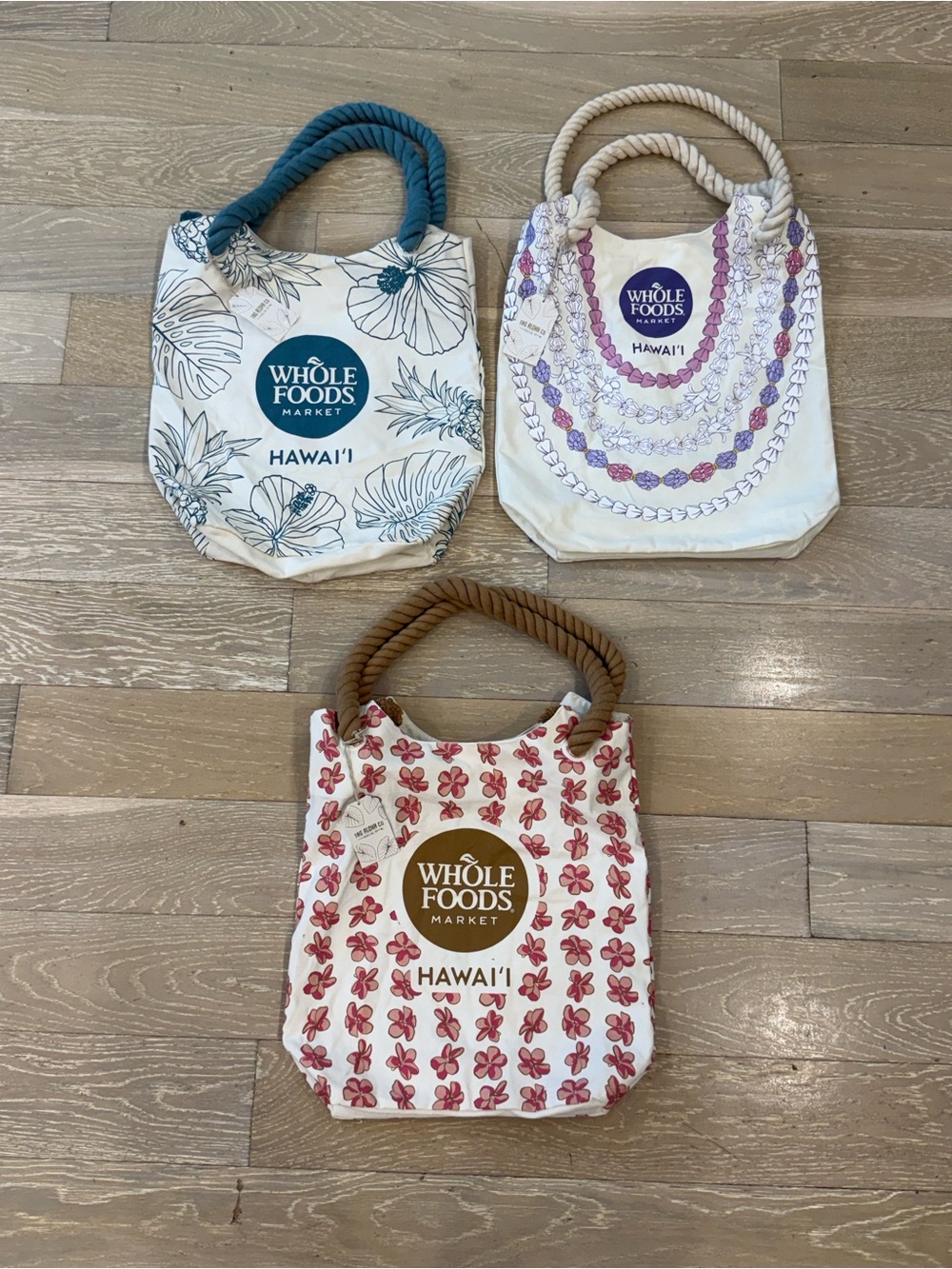3 Whole Foods Market Hawai‘i Floral Tote Bags - NWT